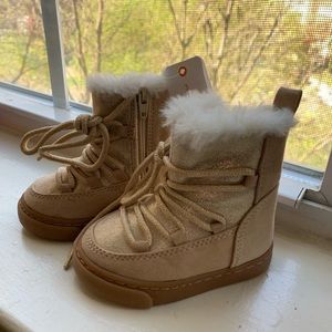 Gymboree fur-lined gold bootie